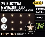 Vnútorný záves s LED hviezdami 1m teplá biela 25