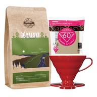 GÓRALSKI COFFEE 250g + DRIP CZERW V60-02 + FILTRE 100ks