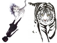 Sada 2x Temporary Tattoo tiger shadow cat cat