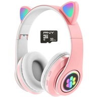 Bluetooth 5.0 FM LED slúchadlá do uší pre mačky + 32 GB