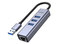 Rozbočovač USB 3.1 x3 + sieťová karta RJ45 Unitek H1906A