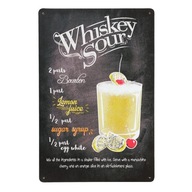 Kovová ozdobná plaketa DRINK WHISKY SOUR