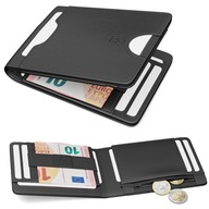 Pánska tenká kožená peňaženka James Hawk Smart Wallet 1,5 cm RFID čierna