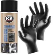 K2 COLOR FLEX ČIERNY LESK 400ML - GUMOVÝ SPREJ R