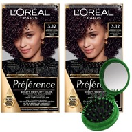 LOreal Preference Hair Dye 3.12 Cool Dark Brown 2 ks + ZADARMO