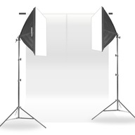 SET na fotky BIELE POZADIE 2x spony softbox beam