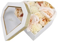 KYTICA biela krabička DIAMOND saténové kvety LUX