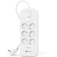 Páska prepäťovej ochrany 650J Belkin SRB002VF2M USB-C USB-A, 6x AC EU Schuko