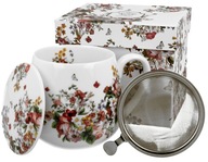 SUDOVÝ hrnček s infuzérom VINTAGE FLOWERS porcelánový DARČEK - 430 ml