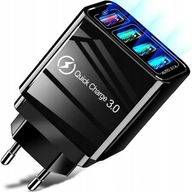 RÝCHLA SIEŤOVÁ NABÍJAČKA USB QuickCharg 3.0 4xUSB