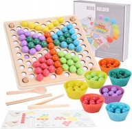 Náučné drevené puzzle Montessori vzdelávacie bloky Guľôčky Korálky