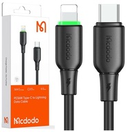 MCDODO NABÍJAČKA USB-C BLESKOVÝ RÝCHLE NABÍJACÍ KÁBEL PRE IPHONE 1M LED