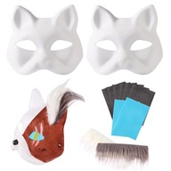 3× Therian Halloween Cat Face Mask DIY Paintable Cat Mask