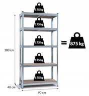 SKLADOVACÍ REGÁL 180x90x40CM 175kg na policu POZINKOVANÝ!