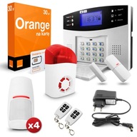 Bezdrôtový GSM Alarm 4x PIR Siréna + SIM Orange