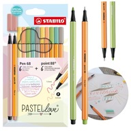 Stabilo Point + Pen, sada 12 pastelových fixiek, darček