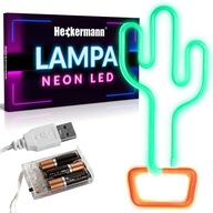 NEÓNOVÁ LED ZÁVESNÁ NÁstenná LAMPA CACTUS USB 3xAA