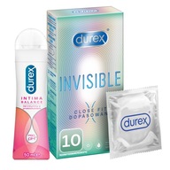 DUREX Invisible Fit kondómy 10 intímny gél