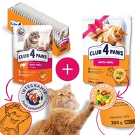 CLUB 4 PAWS mokré krmivo pre mačky - Teľacie mäso v omáčke 24x100 g + ZADARMO