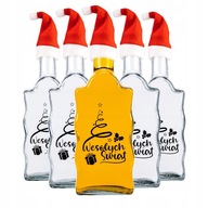 5x Wave Bottles 500 ML Veselé Vianoce potlač na likér + 5x SANTA ČIAPKA