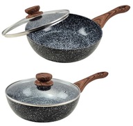 WOK PAN 24 cm Hlboká MARBLE PLYN INDUKCIA