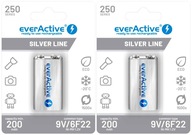 2x NABÍJATEĽNÁ BATÉRIA EVERACTIVE 9V 6F22 Ni-MH 250mAh R2U