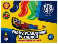 Farby na plagáty Astra, 6 farieb, tuby 30 ml