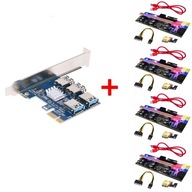 Adaptér PCI-E USB Riser SPLITTER + 4x RISER 010s