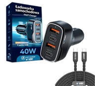 Nabíjačka do zapaľovača 2x USB 2x TYP C 40W