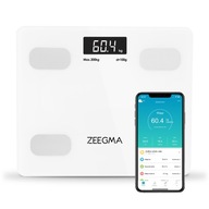 ELEKTRONICKÁ KÚPEĽŇOVÁ VÁHA BIELA ​​do 200 kg Bluetooth LCD 3,5″ ZEEGMA