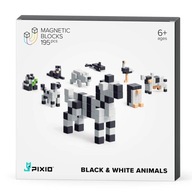 Pixio: Príbehová séria Black & White Animals magnetické bloky 195 ks.