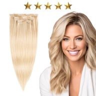 Clip-in nadstavce pre bezšvové prírodné vlasy 50 cm 60g #60 svetlé blond