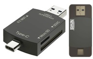 USB-C ČÍTAČKA PAMÄŤOVÝCH KARIET PRE SMARTFÓNY USB HUB