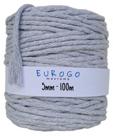 Točená bavlnená šnúra Macrame Ekologická šedá 100m 5mm