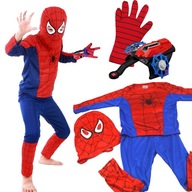 SPIDERMAN KOSTÝM PRE CHLAPECKA SET 4v1 KOSTÝM MASKA Spúšťač rukavíc