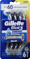 Gillette Blue 3 Comfort jednorázové holiace strojčeky 3 čepieľky 6 kusov