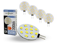 5x G4 LED žiarovka 3W=25W 12V AC/DC 6500K studená biela pastilka