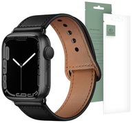 Kožený remienok pre APPLE WATCH 7 8 9 45 mm čierny Tech-Protect