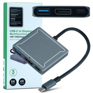 Adaptér 3v1 USB-C HD 4K 120Hz 8K USB ver2022