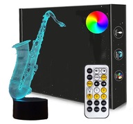 Nočná lampa 3D LED SAXOPHONE MUSIC USB + DIAĽKOVÉ