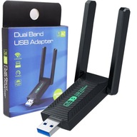 WIFI USB ADAPTÉR SIEŤOVÁ KARTA 2x DVOJPÁSMOVÁ ANTÉNA 5GHZ 2,4GHZ 1200 MBPS