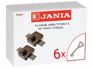 2 x zámok JANIA TYTAN T-3 na 1 kľúč + 6 kľúčov