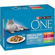 Purina jedna mačka vrecká 8 x 85 g zmesi chutí kuracie morčacie hovädzie mäso hovädzie mäso