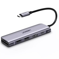 UGREEN HUB 6V1 ADAPTÉR USB-C NA USB, HDMI, SD 100W