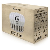 5x LED žiarovka E27 8W G45 guľa Studená farba 700LM