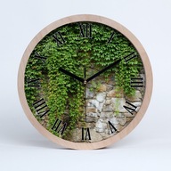 Drevené rímske hodiny, zelený brečtan, 30 cm
