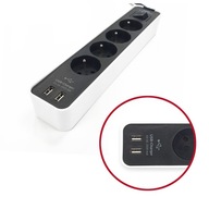 Ecolor predlžovací kábel so 4 zásuvkami a USB nabíjačkou