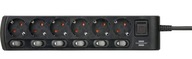 Priemyselná USB predlžovacia šnúra, 6 zásuviek Power strip s vypínačom