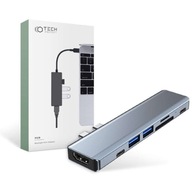 Hub Adaptér USB V5-HUB 7v1 2x USB-C sivý