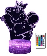 3D LED LAMPA PEPPA PIG PIG COLOR + USB DIAĽKOVÉ OVLÁDANIE